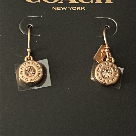 Coach Open Circle Stone Earrings On Wire In Rose Gold - Picture 6 of 7
